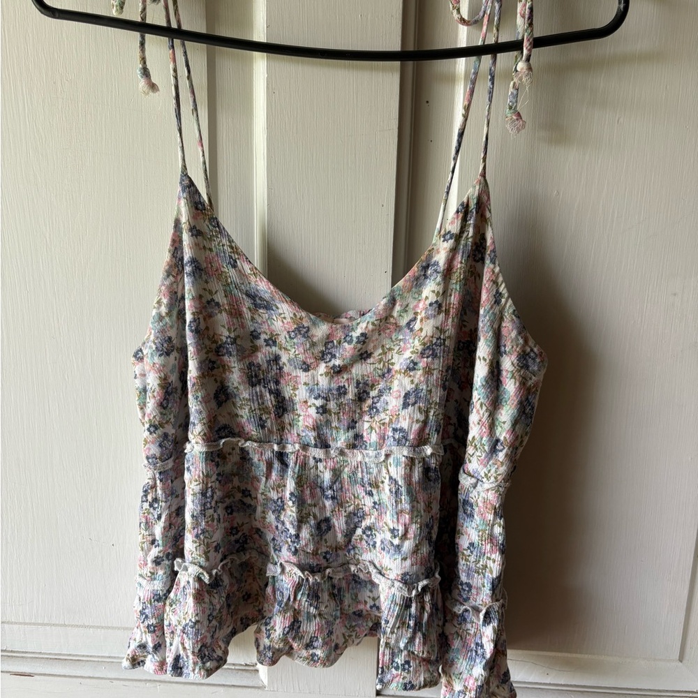 SO Blue Sleeveless Tie Front Camisole